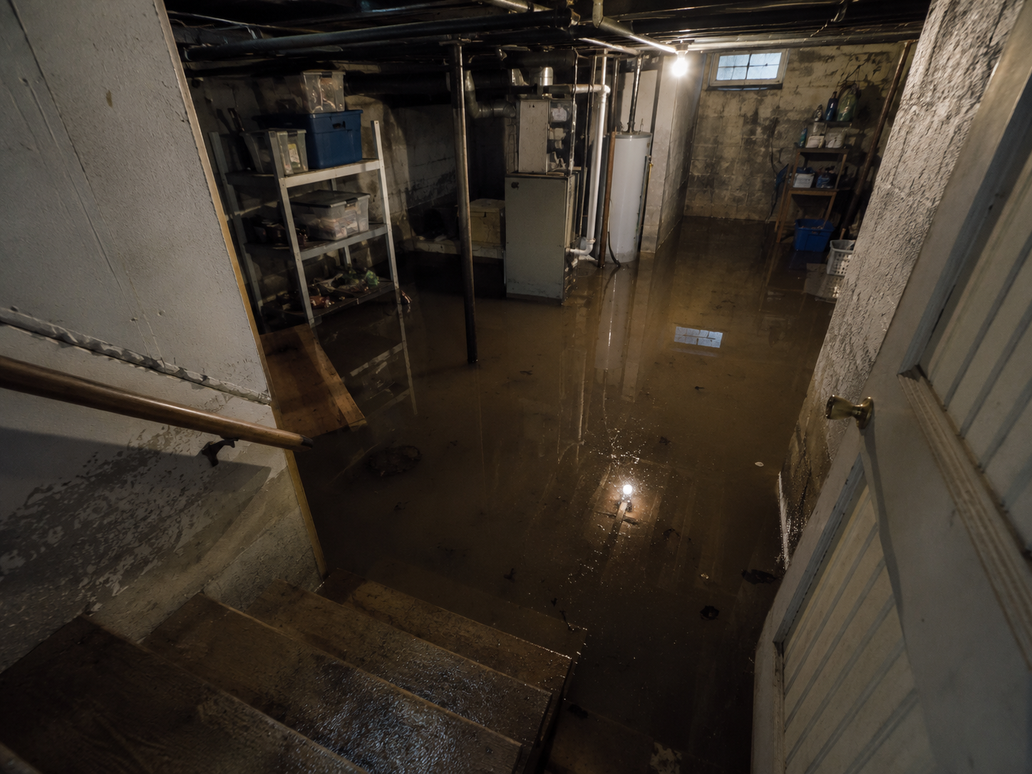 Flooded basement water extraction with standing water